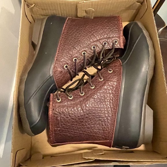 Sperry SALTWATER Amaretto Black Leather Duck Boots New Men's Shoes - Picture 7 of 11